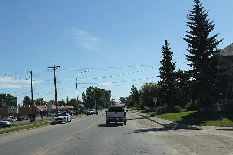 Small-town main street looking east
